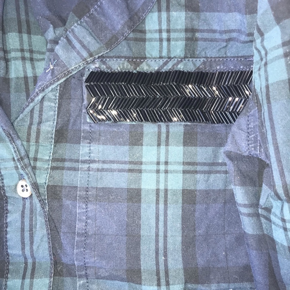 J Crew plaid shirt with chevron embellishment - Picture 6 of 8